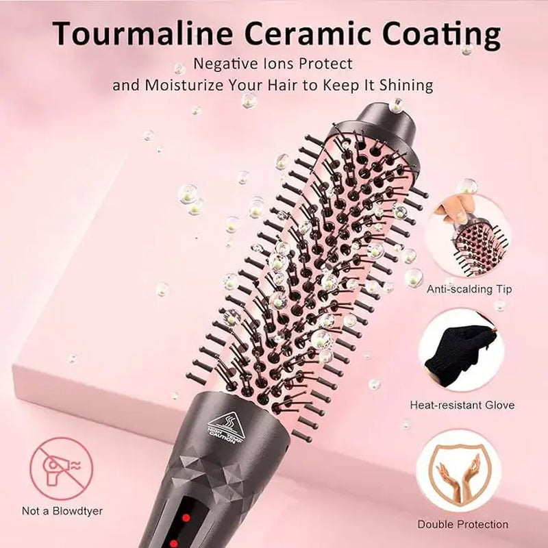 Cepillo Térmico De 1,5 Pulgadas Para El Look Blowout, Cepillo Redondo Con Calefacción De Cerámica Iónica Para Conseguir Rizos Naturales Y Suaves, Doble Calentador MCH Para Un Calentamiento Rápido, Peinado Fácil, Pantalla Digital Y Doble Voltaje