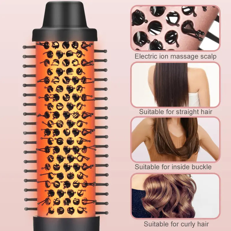 Cepillo Térmico De 1,5 Pulgadas Para El Look Blowout, Cepillo Redondo Con Calefacción De Cerámica Iónica Para Conseguir Rizos Naturales Y Suaves, Doble Calentador MCH Para Un Calentamiento Rápido, Peinado Fácil, Pantalla Digital Y Doble Voltaje